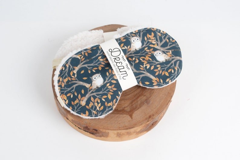 Cotton Owl Print Soft Sherpa Backed Sleep Mask
