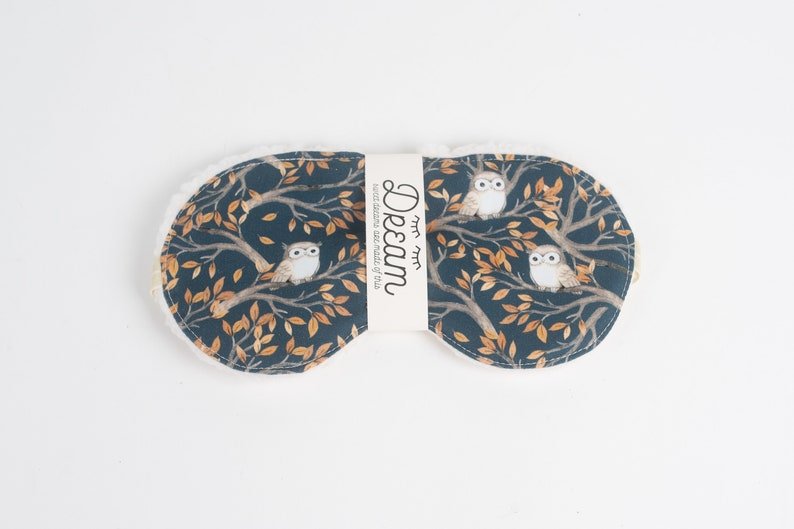 Cotton Owl Print Soft Sherpa Backed Sleep Mask - Image 2